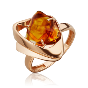 Кольцо из красного золота с янтарём 01-5453-00-271-1110-46