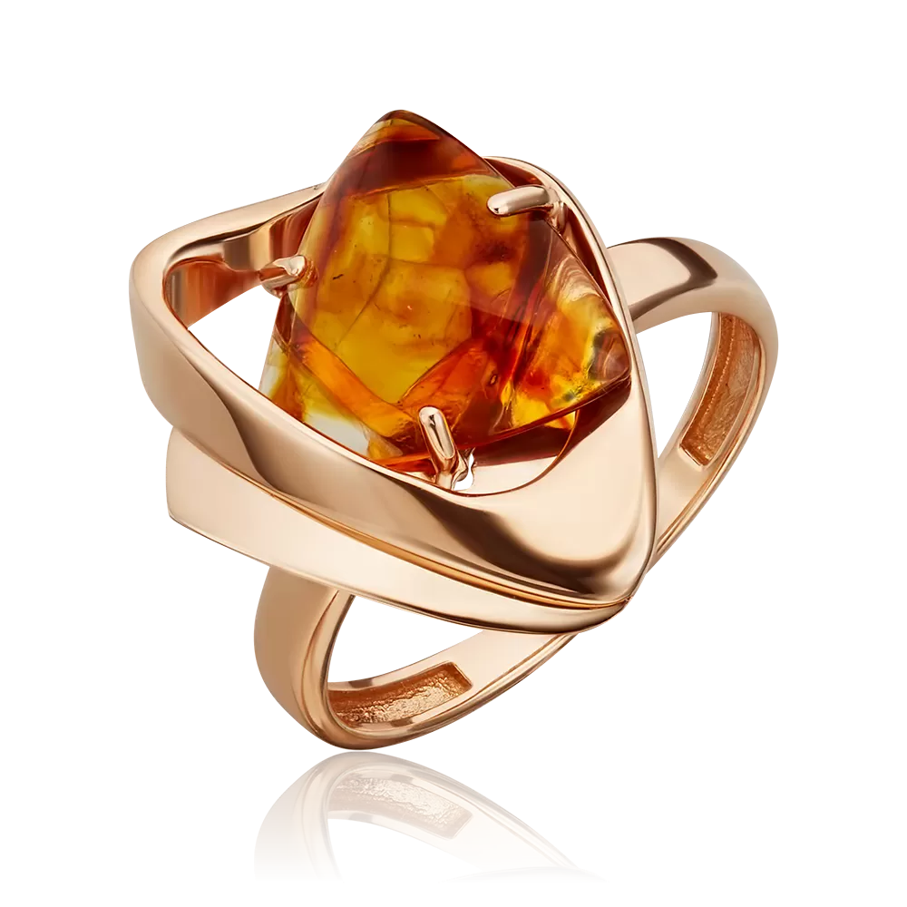 Кольцо из красного золота с янтарём 01-5453-00-271-1110-46