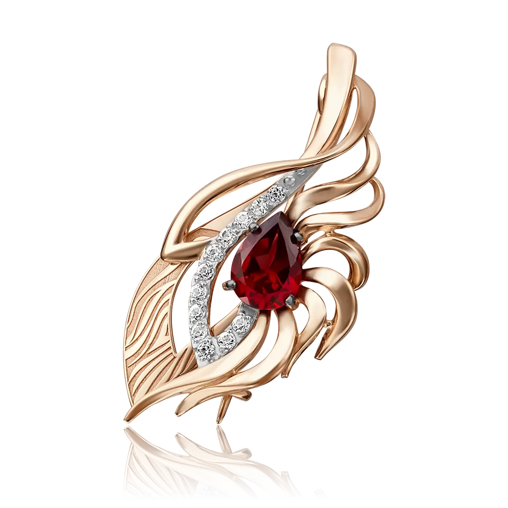 Брошь из красного золота с гранатом и натуральными топазами white 04-0201-00-264-1110-57