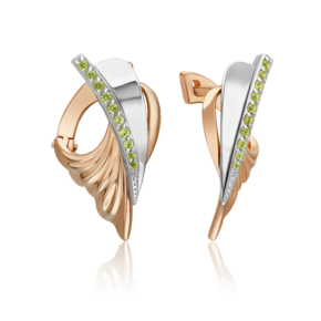 Серьги «Стихия Земли» из комбинированного золота с хризолитами 02-5176-00-205-1111