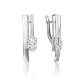 Серьги с английским замком из белого золота с натуральными топазами white