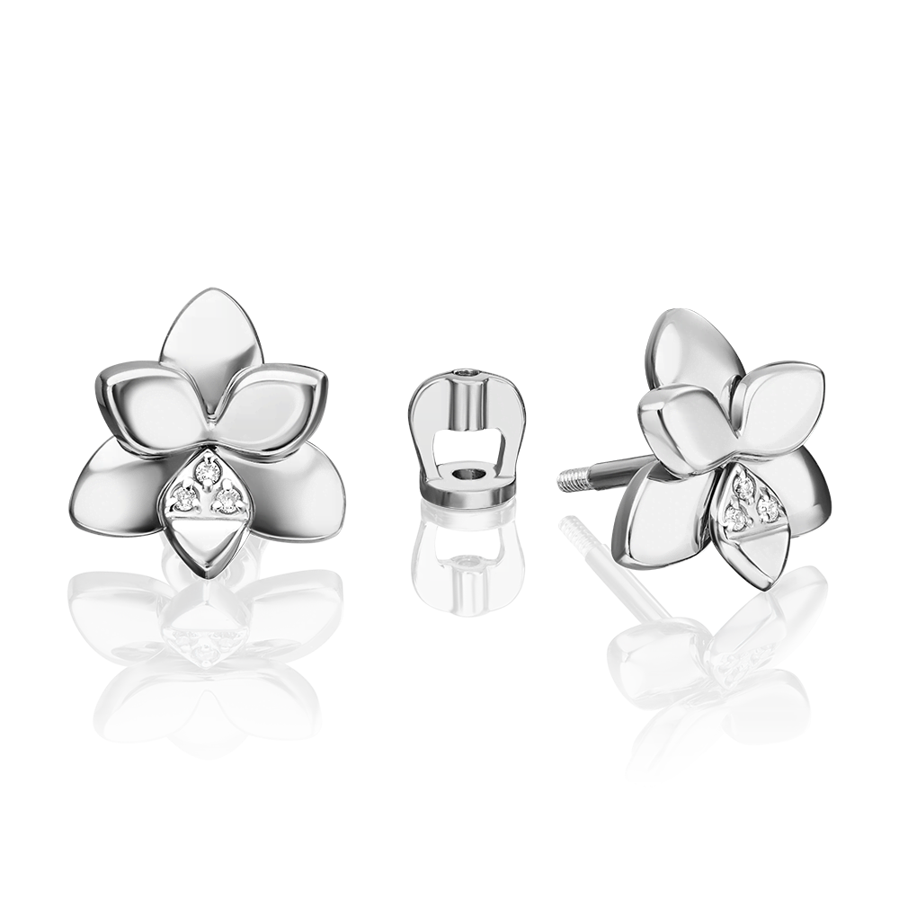 Серьги-пусеты из белого золота с бриллиантами 02-4995-00-101-1120