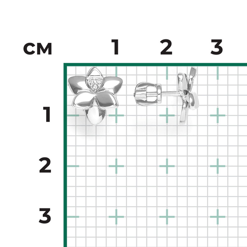Серьги-пусеты из белого золота с бриллиантами 02-4995-00-101-1120
