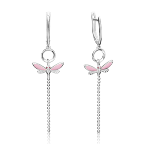 Серьги «Стрекозы» с английским замком из серебра с эмалью 02-4642-04-000-0200-71