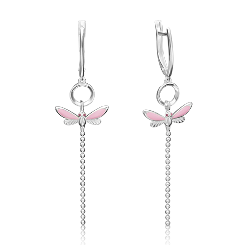 Серьги «Стрекозы» с английским замком из серебра с эмалью 02-4642-04-000-0200-71