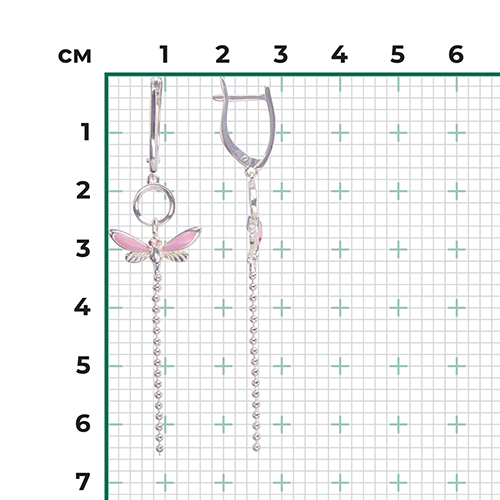 Серьги «Стрекозы» с английским замком из серебра с эмалью 02-4642-04-000-0200-71