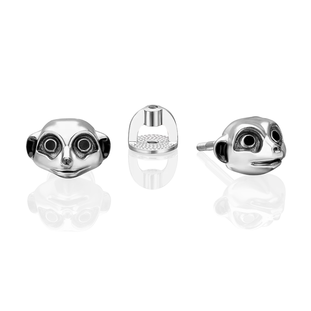 Серьги-пусеты «Сурикаты» из серебра с эмалью 02-5113-00-000-0200