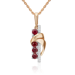 Подвеска из комбинированного золота с рубинами и бриллиантами