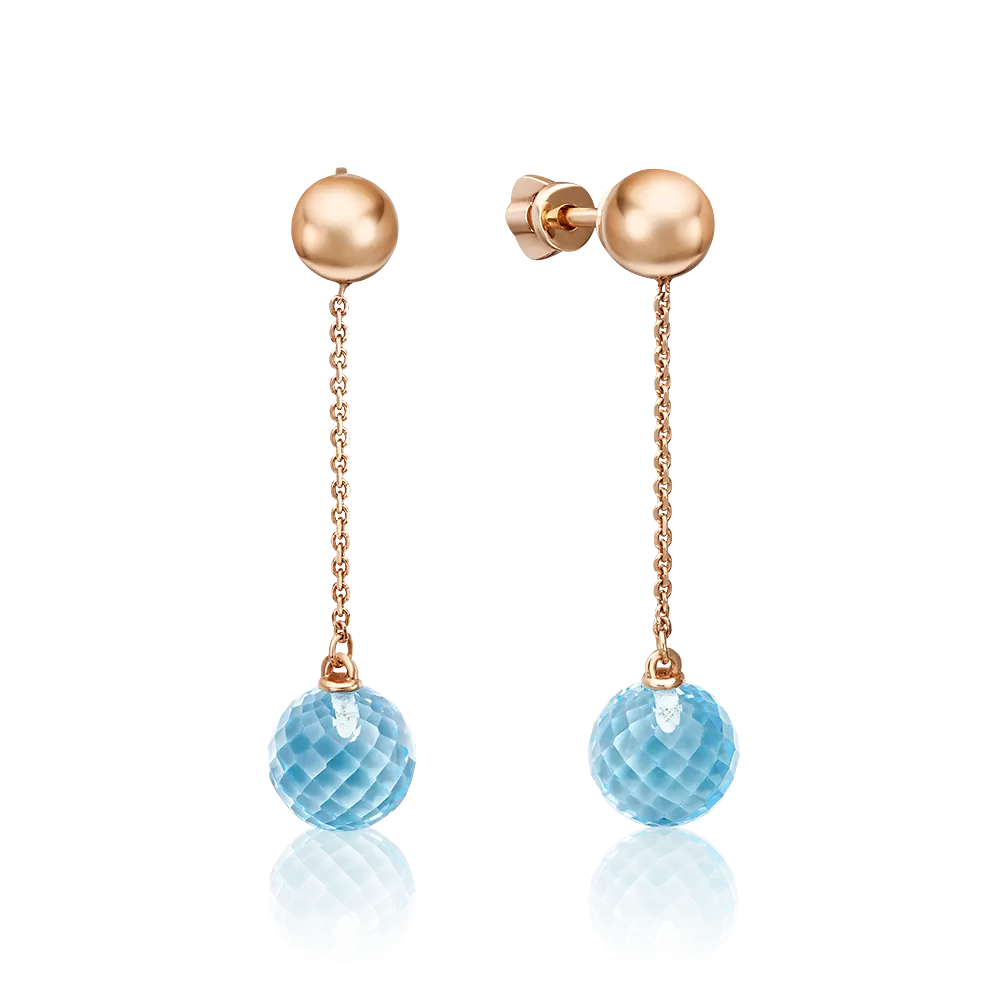 Серьги-пусеты из красного золота с топазом 02-4417-00-201-1110-46