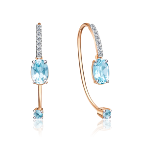 Серьги с французским замком из красного золота с топазами и натуральными топазами white 02-4365-00-201-1110-57