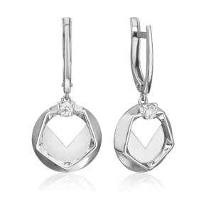 Серьги с английским замком из белого золота с натуральным топазом white