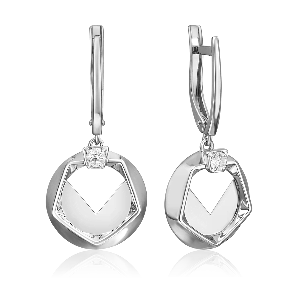 Серьги с английским замком из белого золота с натуральным топазом white 02-5043-00-201-1120