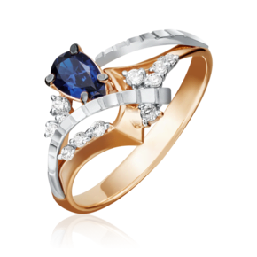 Кольцо из комбинированного золота с сапфиром и бриллиантами 01-5201-00-105-1111-30