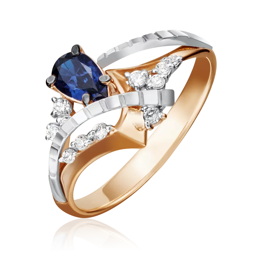 Кольцо из комбинированного золота с сапфиром и бриллиантами 01-5201-00-105-1111-30