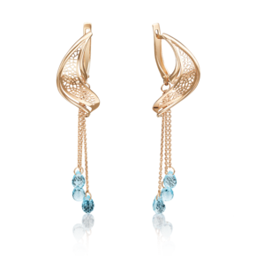 Серьги с английским замком из красного золота с топазами 02-3752-00-201-1110-46