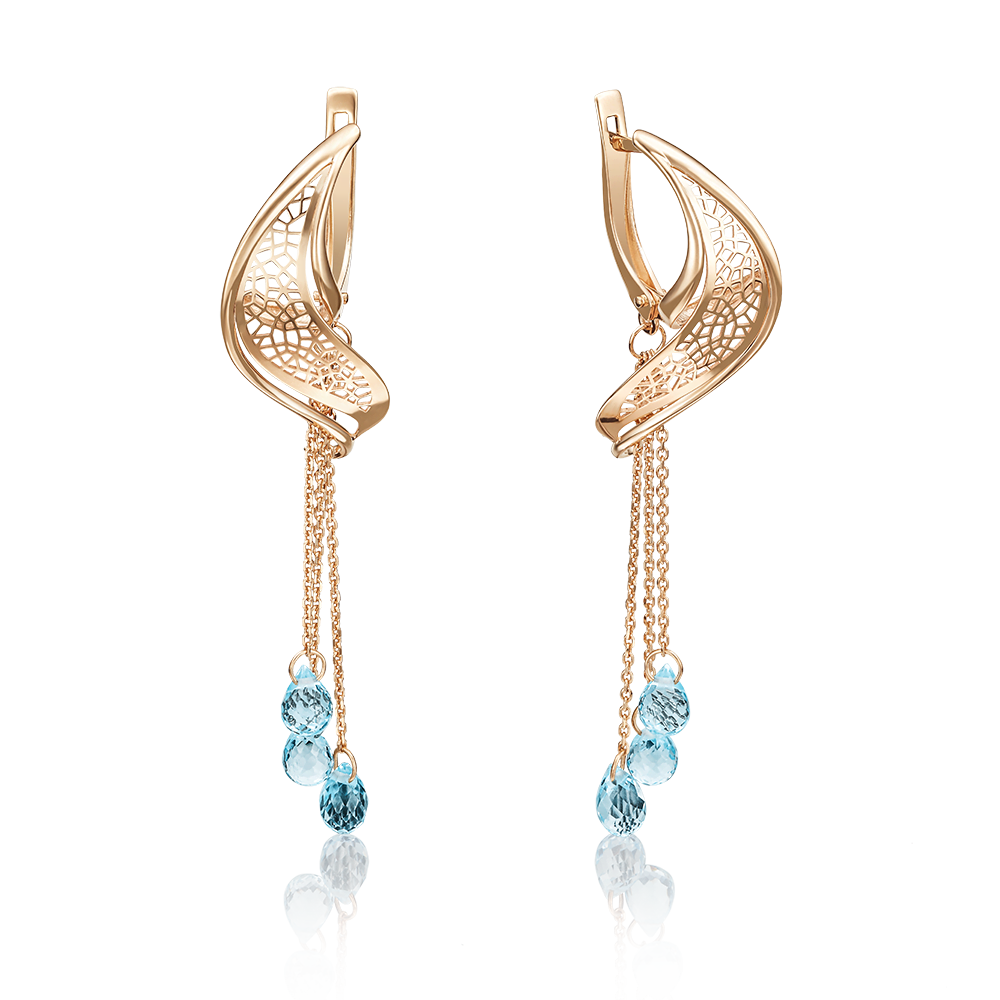 Серьги с английским замком из красного золота с топазами 02-3752-00-201-1110-46