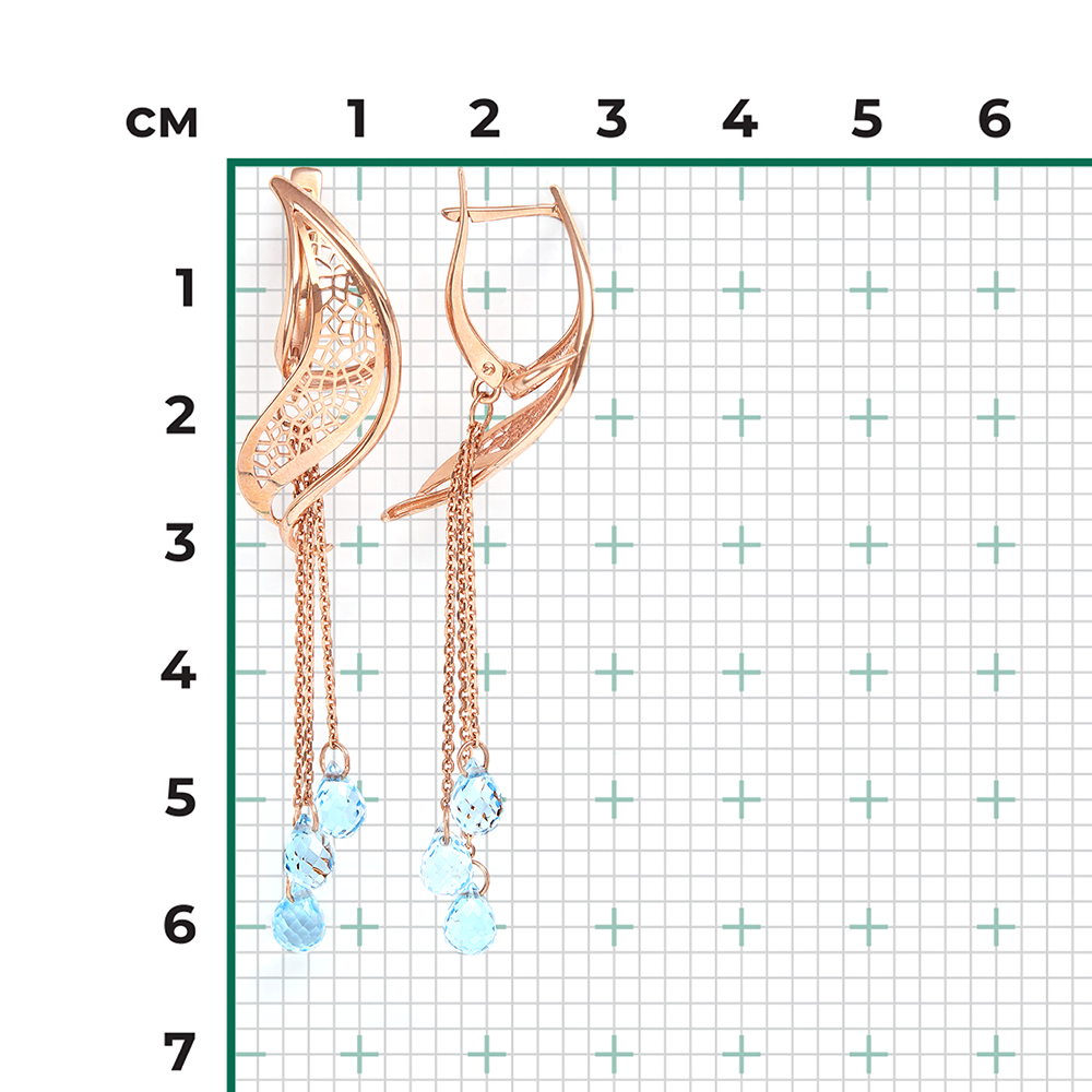 Серьги с английским замком из красного золота с топазами 02-3752-00-201-1110-46