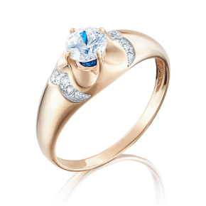 Помолвочное кольцо из красного золота с фианитами