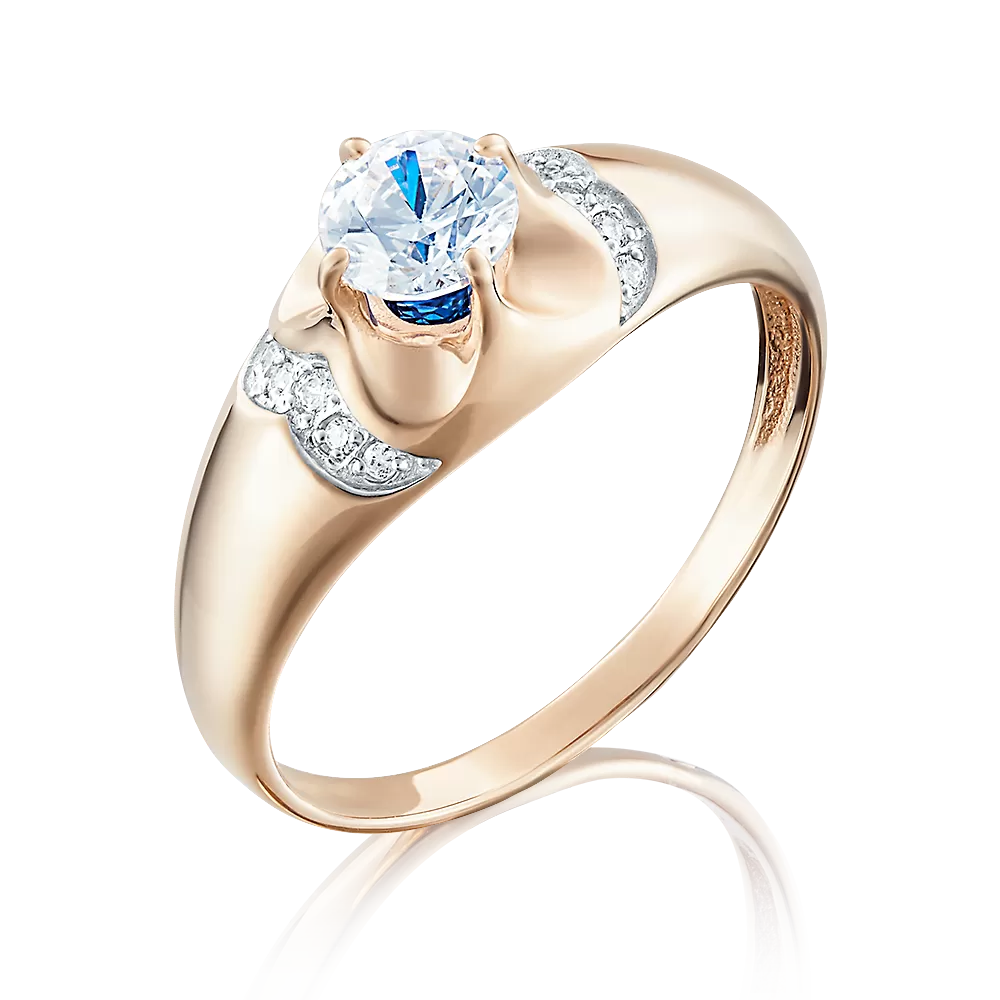 Помолвочное кольцо из красного золота с фианитами 01-4897-00-504-1110-38