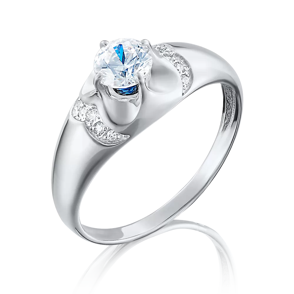 Помолвочное кольцо из белого золота с фианитами 01-4897-00-504-1120-38