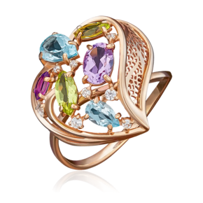 Кольцо из красного золота с миксом камней 01-4899-00-248-1110-46