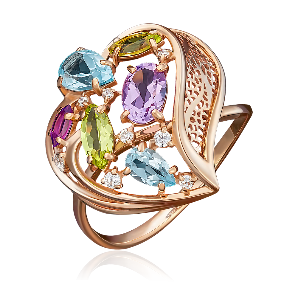 Кольцо из красного золота с миксом камней 01-4899-00-248-1110-46