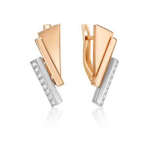 Серьги с английским замком из комбинированного золота с фианитами 02-5121-00-401-1111