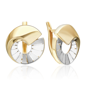Серьги с английским замком из комбинированного золота 02-5379-00-000-1121