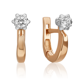 Серьги с английским замком из комбинированного золота с бриллиантом 02-0578-00-101-1111-30