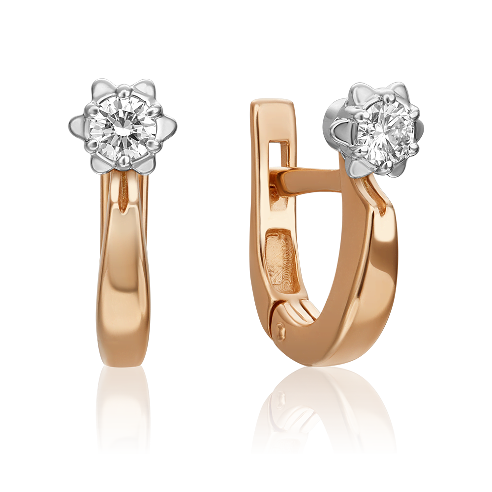 Серьги с английским замком из комбинированного золота с бриллиантом 02-0578-00-101-1111-30