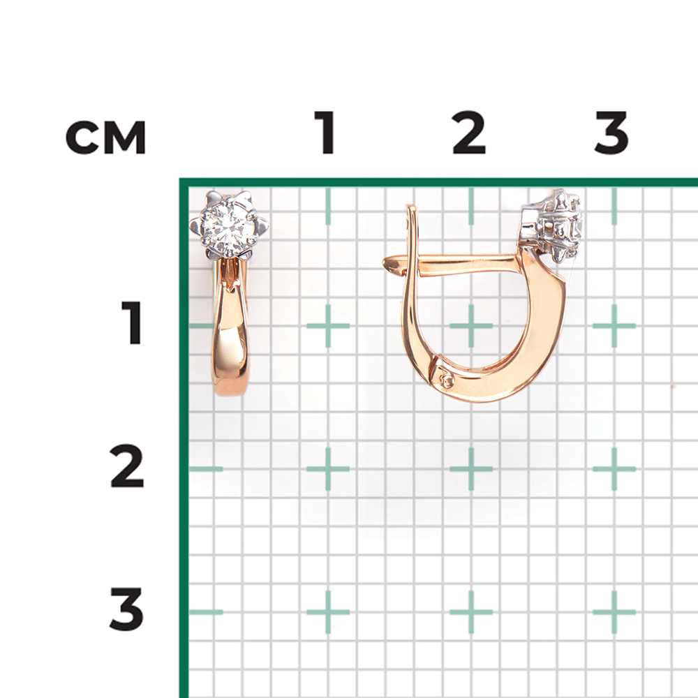 Серьги с английским замком из комбинированного золота с бриллиантом 02-0578-00-101-1111-30