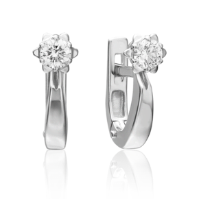Серьги с английским замком из белого золота с бриллиантом 02-0579-00-101-1120-30