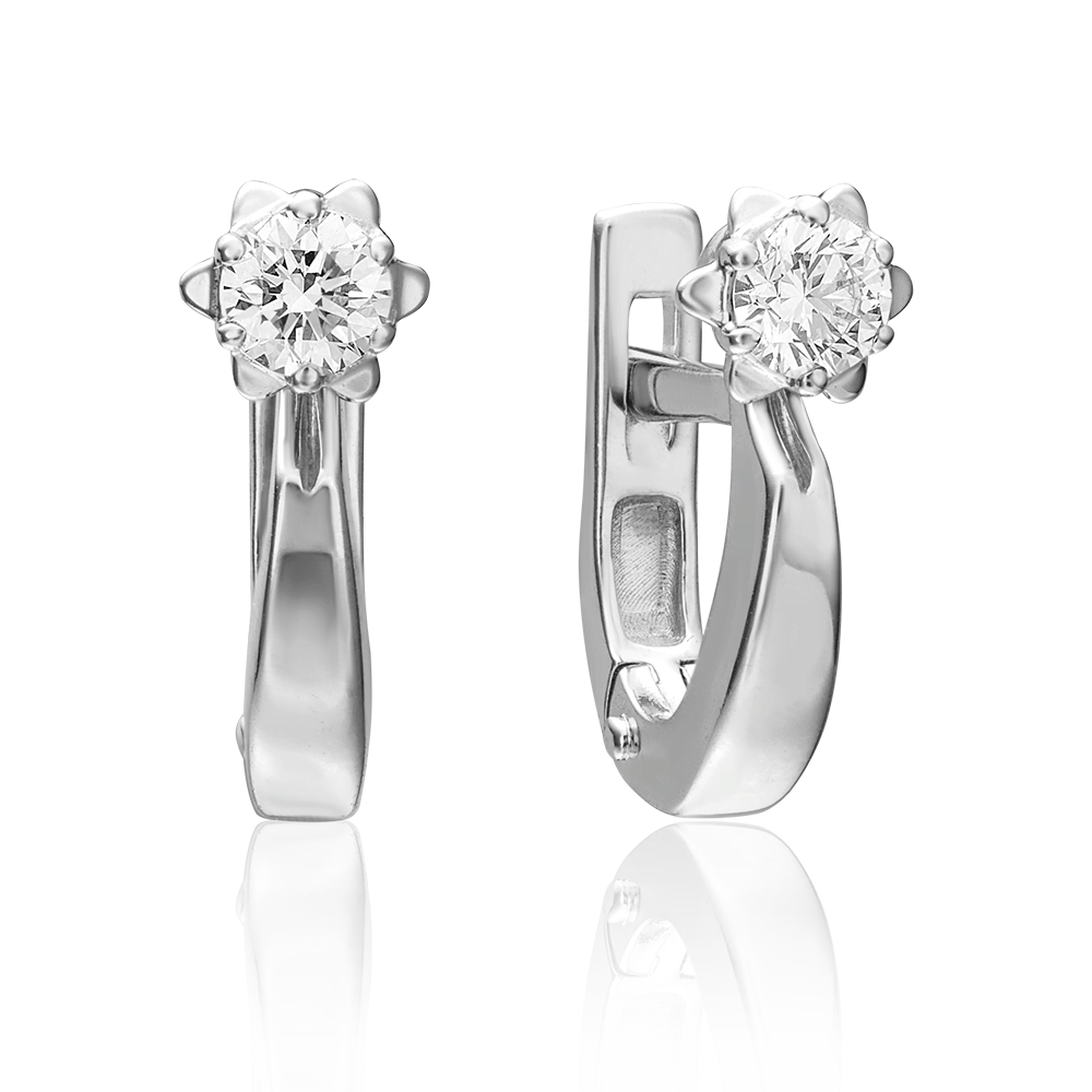 Серьги с английским замком из белого золота с бриллиантом 02-0579-00-101-1120-30