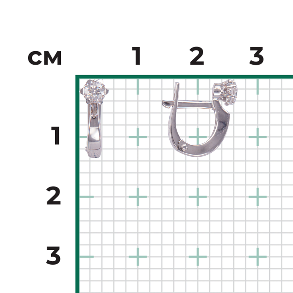 Серьги с английским замком из белого золота с бриллиантом 02-0579-00-101-1120-30