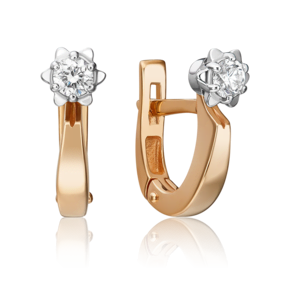 Серьги с английским замком из комбинированного золота с бриллиантом 02-0580-00-101-1111-30