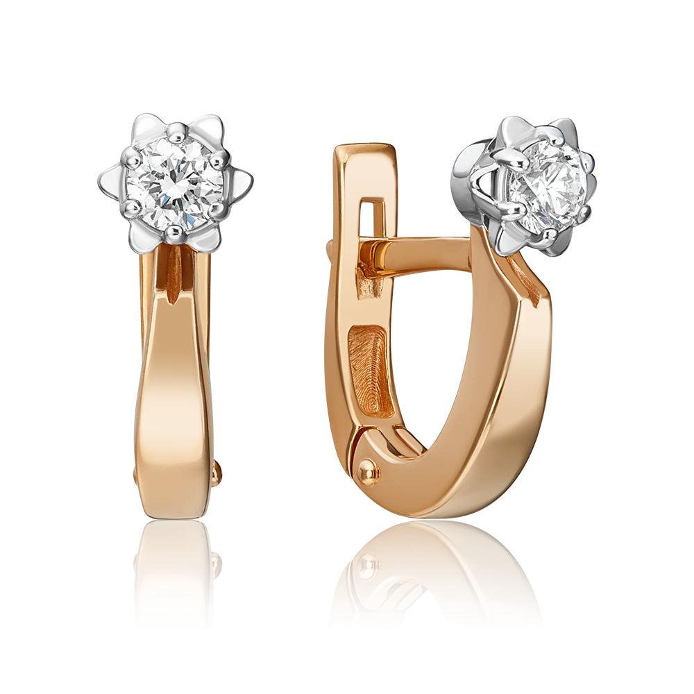 Серьги с английским замком из комбинированного золота с бриллиантом 02-0580-00-101-1111-30