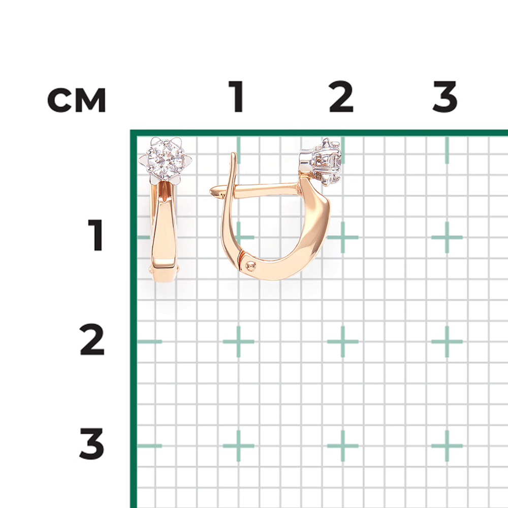Серьги с английским замком из комбинированного золота с бриллиантом 02-0580-00-101-1111-30