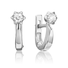 Серьги с английским замком из белого золота с бриллиантом 02-0581-00-101-1120-30