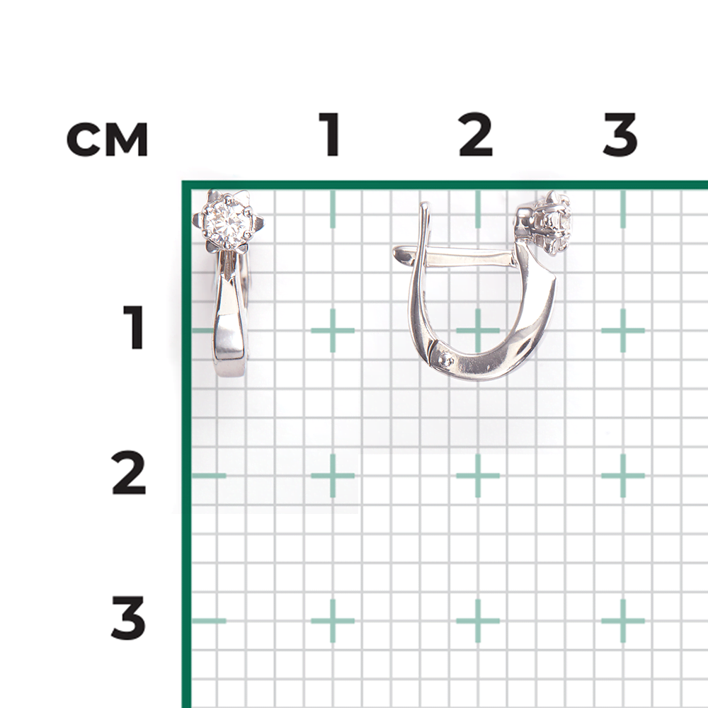 Серьги с английским замком из белого золота с бриллиантом 02-0581-00-101-1120-30