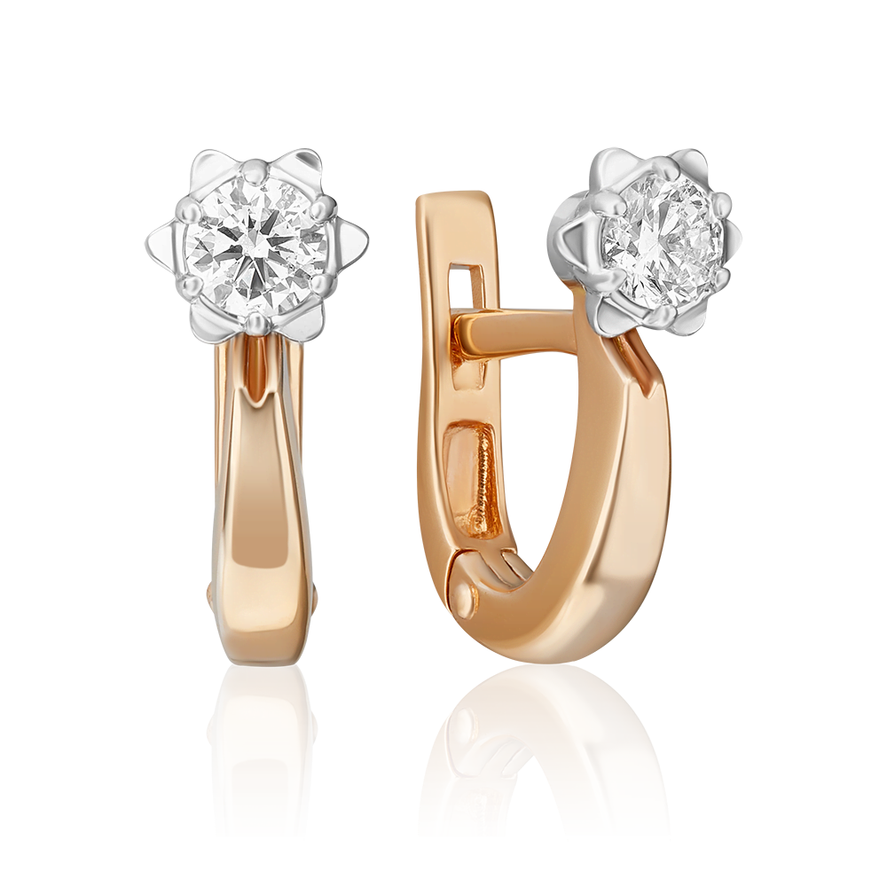 Серьги с английским замком из комбинированного золота с бриллиантом 02-0582-00-101-1111-30