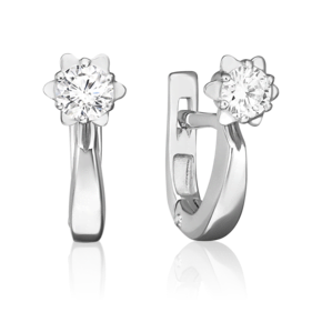 Серьги с английским замком из белого золота с бриллиантом 02-0585-00-101-1120-30