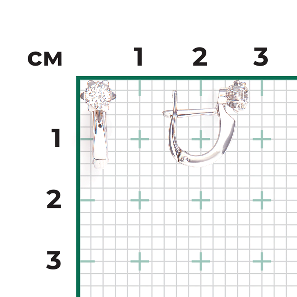 Серьги с английским замком из белого золота с бриллиантом 02-0585-00-101-1120-30