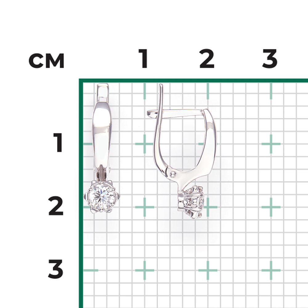 Серьги с английским замком из белого золота с бриллиантом 02-0587-00-101-1120-30