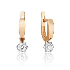 Серьги с английским замком из комбинированного золота с бриллиантом 02-0588-00-101-1111