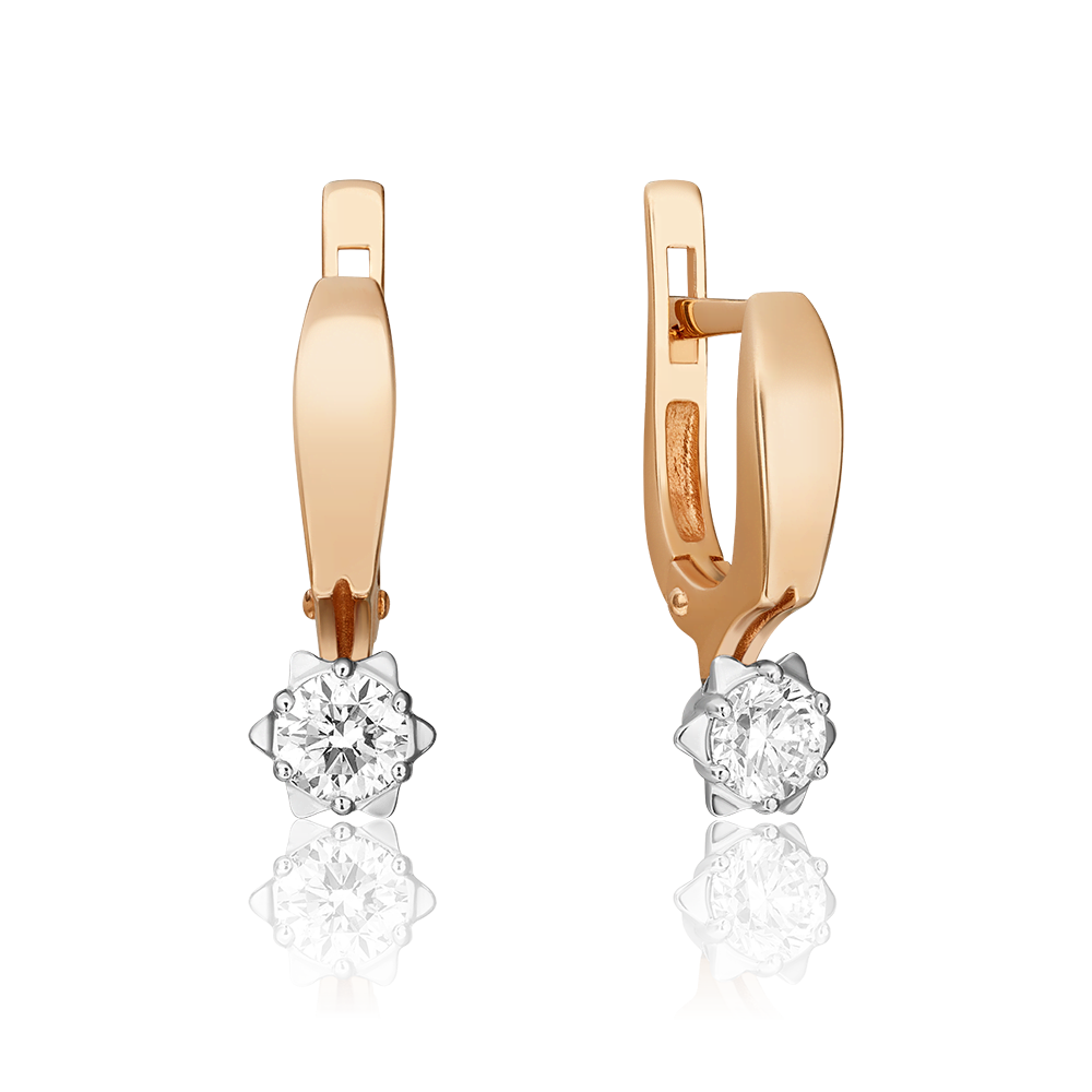 Серьги с английским замком из комбинированного золота с бриллиантом 02-0588-00-101-1111