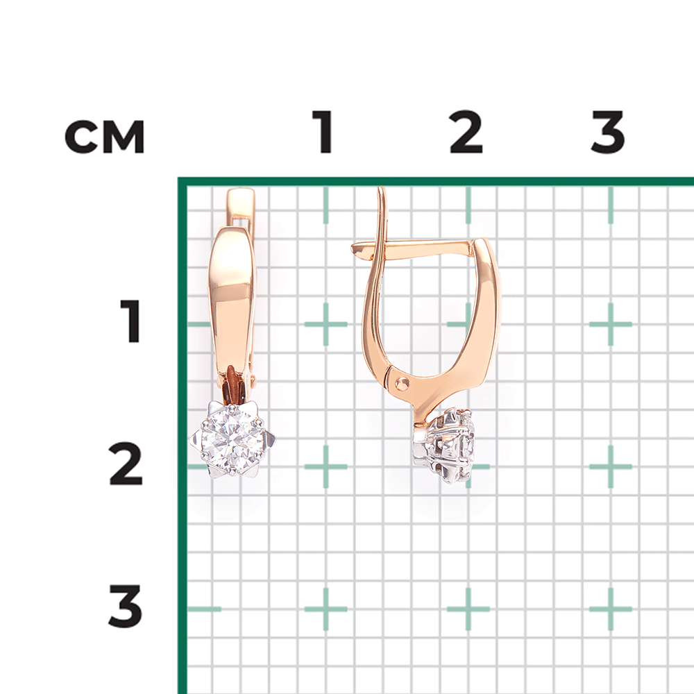 Серьги с английским замком из комбинированного золота с бриллиантом 02-0588-00-101-1111