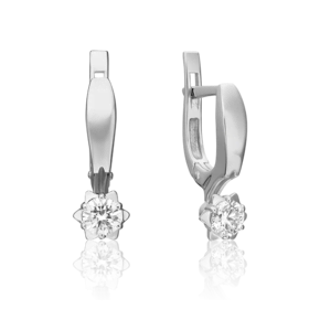 Серьги с английским замком из белого золота с бриллиантом 02-0589-00-101-1120-30