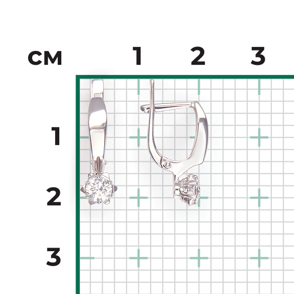 Серьги с английским замком из белого золота с бриллиантом 02-0589-00-101-1120-30