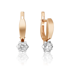 Серьги с английским замком из комбинированного золота с бриллиантом 02-0590-00-101-1111-30