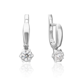 Серьги с английским замком из белого золота с бриллиантом 02-0591-00-101-1120-30